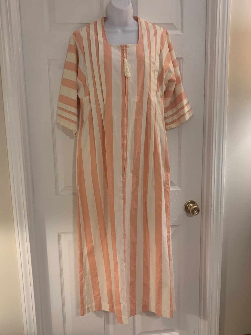 Vintage 70s Ceylon for Neiman Marcus Striped Caftan House Dress Robe